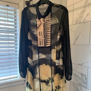 Sheer Floral Collared Dress by Blink London